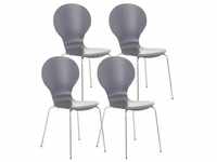 CLP 4x Stapelstuhl DIEGO l Ergonomisch geformter Konferenzstuhl mit Holzsitz und