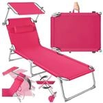 tectake&reg; Sonnenliege, klappbar, 4-fach verstellbare R&uuml;ckenlehne mit Kopfpolster,