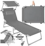 tectake&reg; Sonnenliege, klappbar, 4-fach verstellbare R&uuml;ckenlehne mit Kopfpolster,