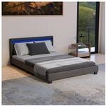 Juskys Polsterbett Paris 140 x 200 cm schwarz &ndash; Bett mit LED Beleuchtung,