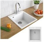 Bergstr&ouml;m Granit Sp&uuml;le K&uuml;chensp&uuml;le Einbausp&uuml;le Sp&uuml;lbecken 425x500mm Wei&szlig;