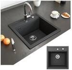 Bergstr&ouml;m Granit Sp&uuml;le K&uuml;chensp&uuml;le Einbausp&uuml;le Sp&uuml;lbecken 490x500mm Schwarz