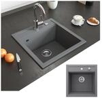 Bergstr&ouml;m Granit Sp&uuml;le K&uuml;chensp&uuml;le Einbausp&uuml;le Sp&uuml;lbecken 490x500mm Grau