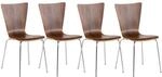 CLP 4er-Set Stapelstuhl Aaron Mit Holzsitz Und Metallgestell I 4 x Stuhl Mit