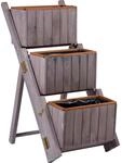 Dobar 29252e Ausklappbare Pflanztreppe mit 3 Pflanzk&auml;sten, grau, Kiefer