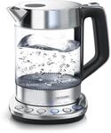 Arendo Wasserkocher 1,5 l, 2200 W, Edelstahl & Glas mit Basisstation,