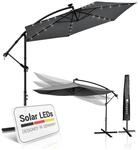 Juskys Ampelschirm Brazil 3,5 m LED-Beleuchtung Solar & Kurbel &ndash; UV-Schutz