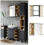 Vicco Spiegelschrank Aquis Spiegel Badspiegel Wandspiegel Bad Eiche Anthrazit