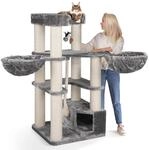HAPPYPET Premium Kratzbaum 161 cm gro&szlig;e Katzen stabil Katzenbaum Grau