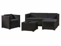 Juskys Polyrattan Lounge Punta Cana L schwarz für 4-5 Personen – Sessel, Sofa,