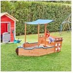 HOME DELUXE Sandkasten Schiffsoptik mit Bank MATSCHEKISTE - 160 x 78 cm
