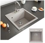 Bergstr&ouml;m Granit Sp&uuml;le K&uuml;chensp&uuml;le Einbausp&uuml;le Sp&uuml;lbecken 490x500mm Beige
