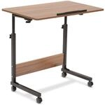 B&uuml;ro- und Beistelltisch, h&ouml;henverstellbar 65,5-90 cm, mit Rollen, Holz-Optik