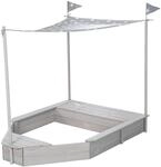 Sandkasten 'Schiff', Kinder-Outdoor-Sandkasten aus wetterfestem Massivholz, inkl.