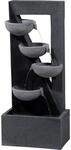 Dobar Polyresin-Brunnen mit Pumpe und LED&acute;s, eckig mit 4 Schalen