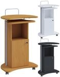 VCM Holz mobiles Rednerpult Ma&szlig;e ca. H. 93 bis 111 x B. 56 x T. 41 cm rollbar