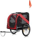 zoomundo Hundeanh&auml;nger Fahrradanh&auml;nger f&uuml;r Hunde - in Rot/Schwarz - Silver...