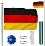 tectake&reg; Aluminium Fahnenmast, wetterfest, 6,25 m, inklusive Seilzug und Bodenh&uuml;lse