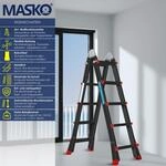 MASKO Aluminium 6in1 Mehrzweckleiter &ndash; 20 Sprossen - 520 cm 150 Kg, ausziehbar,