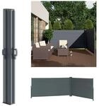 Doppel Seitenmarkise Sichtschutz 160x600cm Sonnenschutz Seitenrollo Eck Markise