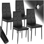 tectake&reg; Set Esszimmerstuhl, gepolstert mit Kunstlederbezug, schlanke Stahlbeine, 40