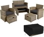 tectake&reg; Rattan Sitzgruppe, f&uuml;r 4 bis 6 Personen, UV-best&auml;ndig, inklusive Staufach