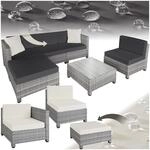 tectake&reg; Aluminium Rattan Lounge, wetterfest und UV-best&auml;ndig, Extra Kissen, 2
