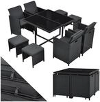 Juskys Polyrattan Sitzgruppe Baracoa L 9-teilig &ndash; Gartenm&ouml;bel wetterfest,