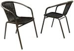 VCM 2er Set Bistrostuhl Stapelstuhl Balkonstuhl Rattanstuhl dunkel-braun 