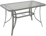 DEGAMO Gartentisch 120x70cm, Metall grau + Glas