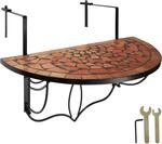 tectake&reg; Balkontisch, Stahl, Mosaik und Zement, massive Platte, 75 x 65 x 62 cm