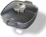 Stoneline Eckpfanne, 24x24 cm, mit Aroma Glasdeckel, Induktion, Aluminium,...