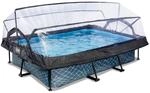 EXIT Stone Pool 300x200x65cm mit Abdeckung und Filterpumpe - grau