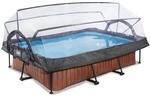 EXIT Wood Pool 300x200x65cm mit Abdeckung und Filterpumpe - braun