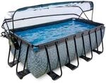 EXIT Stone Aufstellpool 400x200x122cm mit Sandfilterpumpe und Abdeckung und