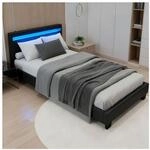 Juskys Polsterbett Paris 90 x 200 cm schwarz &ndash; Bettgestell inkl. LED-Beleuchtung &