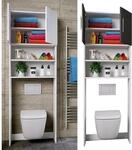 VCM Holz WC Toilette Regal Toiletten&uuml;berbau &Uuml;berbauschrank Wandschrank 