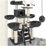 tectake&reg; Kratzbaum, 195 cm, mit Katzenhaus, inklusive Treppe, 4 Spielb&auml;llen und