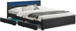 Juskys Polsterbett Lyon 180x200 cm mit Lattenrost, Bettkasten & LED Beleuchtung -