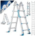 MASKO Aluminium 6in1 Mehrzweckleiter &ndash; 20 Sprossen - 520 cm 150 Kg, ausziehbar,