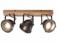 BRILLIANT Lampe Carmen Wood Spotbalken 3flg burned steel/holz 3x PAR51, GU10,...