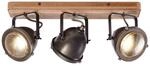 BRILLIANT Lampe Carmen Wood Spotbalken 3flg burned steel/holz 3x PAR51, GU10, 5W,