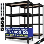 MASKO&reg; 2er-Set Lagerregal Schwerlastregal, Kellerregal, verstellbare Ablagen,