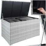tectake&reg; Aluminium Auflagenbox, 750 l, mit Rattangeflecht, komfortable Hubautomatik,