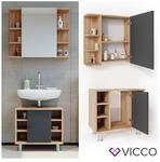 VICCO Badm&ouml;bel Set FYNN Eiche Anthrazit Spiegelschrank Waschtischunterschrank
