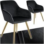 tectake&reg; Esszimmerstuhl, gepolstert, in Samtoptik, goldene Stahlbeine, 58 x 62 x 82