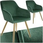 tectake&reg; Esszimmerstuhl, gepolstert, in Samtoptik, goldene Stahlbeine, 58 x 62 x 82