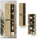 Vicco Badschrank Viola Eiche H&auml;ngeschrank Hochschrank 2 T&uuml;ren Badm&ouml;bel Badregal