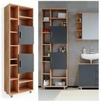 Vicco Badschrank Ilias 190 cm - Badezimmerschrank Hochschrank Bad Schrank Badregal