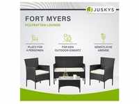 Juskys Polyrattan Gartenmöbel-Set Fort Myers schwarz mit Tisch, Sofa, 2 Stühle &